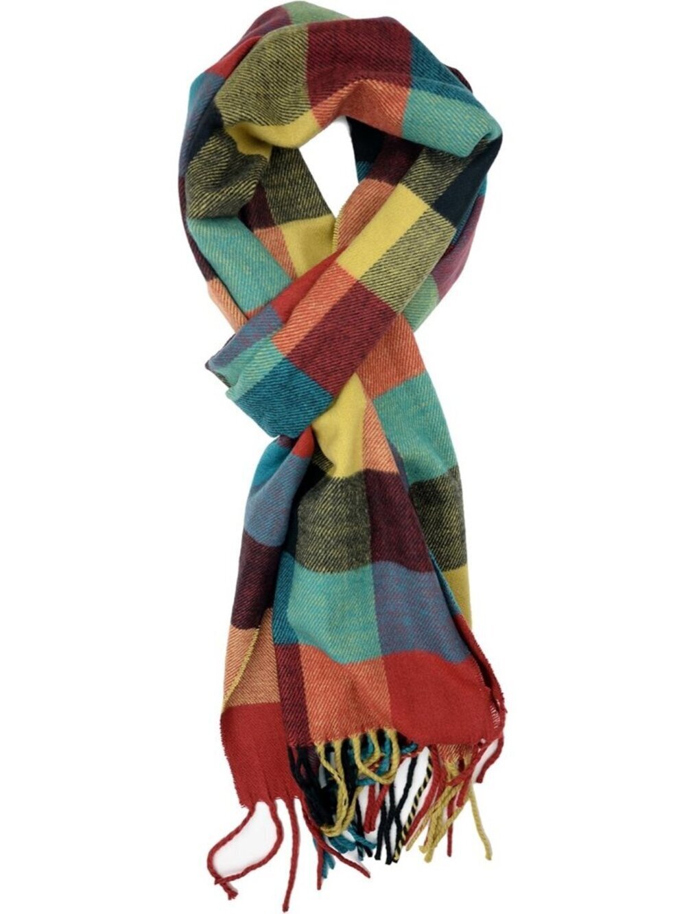 Unisex Yellow-burgundy-turquoise Plum Feather Super Luxurious Cashmere Scarf